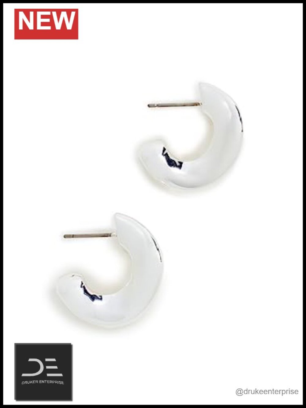 Chunky Silver-Tone Metal Hoop Earrings Post Closure